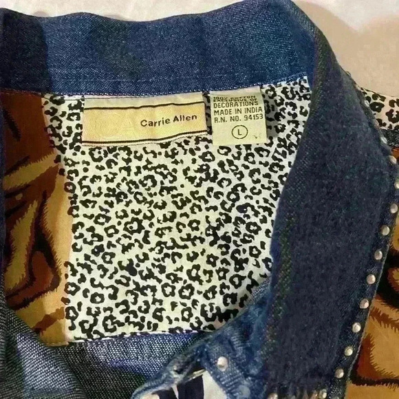 Carrie Allen Zebra Leopard Tiger embellished jean jacket - Picture 4 of 5